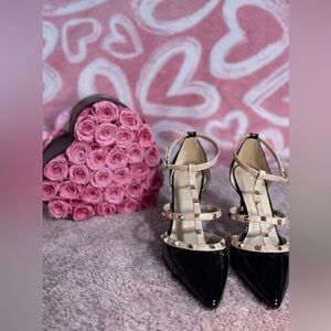 Elegant Black and Cream Women's Heels